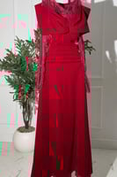 فستان سهرة أوف شولدر بلونين اسود و عودي