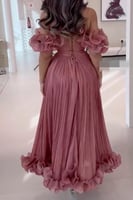 فستان ناعم اوف شولدر لون عودي