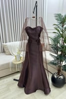 فستان ناعم توب قطعتين لون بني