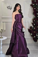 فستان سهرة توب بذيل جانبي لون موف