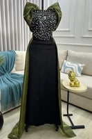 فستان سهره مزين بالكرستال بعدة الوان اسودواحمروبيج