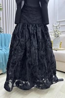 فستان سهره أوف شولدر بأكمام طويلة لون أسود