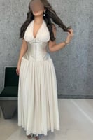 فستان اوف شولدر لون بيج