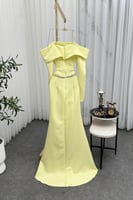 فستان سهرة أوف شولدر لون اصفر