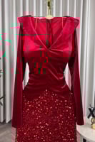 فستان سهرة اوف شولدر بلون عودي