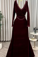 فستان سهرة أنيق شتوي لون عودي