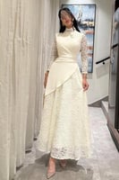 فستان ناعم اوف شولدر لون ابيض