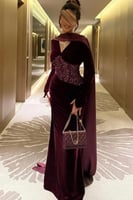 فستان سهرة أنيق شتوي لون عودي