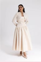 فستان ناعم قطعتين لون بيج