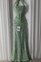 فستان سهره هالتر بإضافة ذيل لونين