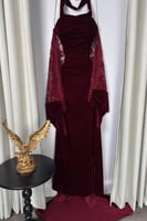 فستان سهرة أنيق شتوي لون عودي