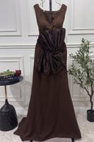 فستان ناعم كت لون بني