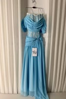 فستان سهره أوف شولدر لون سماوي