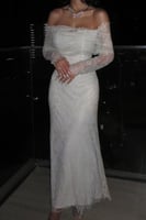 فستان سهره أوف شولدر لون أبيض