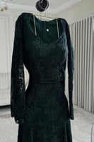 فستان ناعم اوف شولدر بلون زيتي