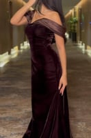 فستان سهرة أنيق لون بني