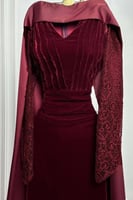 فستان سهرة أنيق لون عودي