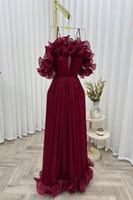 فستان ناعم اوف شولدر لون عودي