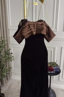 فستان سهرة أنيق لون بني