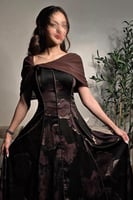 فستان أوف شولدر لون بني