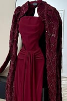 فستان سهرة أنيق شتوي لون عودي