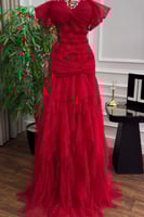 فستان سهره أوف شولدر لون احمر