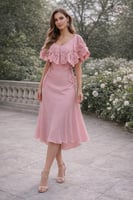 فستان ناعم اوف شولدر لون وردي