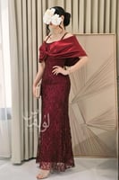 فستان سهره أوف شولدر مشغول لون احمر