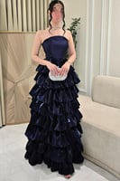 فستان سهره توب بطبقات لون كحلي