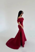 فستان سهره أوف شولدر لون أحمر