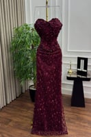 فستان سهرة مشغول لونين