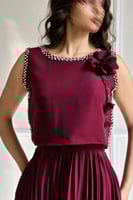 فستان ناعم اوف شولدر لون عودي