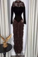 فستان سهرة أنيق شتوي لون بني