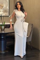 فستان سهره مزين بالورد