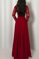 فستان ناعم اوف شولدر لون احمر