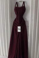 فستان سهره توب بحبال لون خمري