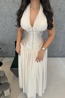 فستان اوف شولدر لون بيج