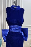 فستان سهرة أوف شولدر لون نيلي