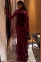 فستان سهرة أنيق شتوي لون عودي