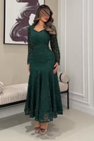 فستان ناعم اوف شولدر بلون زيتي