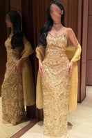 فستان سهره اوف شولدر لون ذهبي