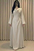 فستان ناعم اوف شولدر لون بيج