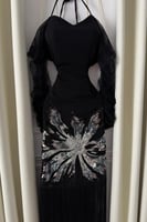 فستان سهره أوف شولدر بالحبال لون اسود