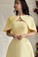 فستان ناعم أوف شولدر لون اصفر