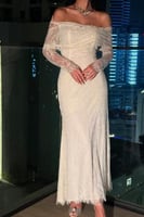 فستان سهره أوف شولدر لون أبيض