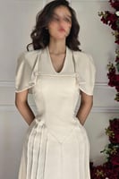 فستان ناعم اوف شولدر لون بيج