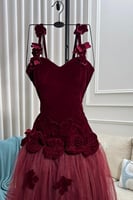 فستان سهره مشغول لون عودي