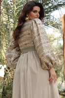 جلابية ناعم اوف شولدر لون بيج