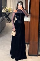 فستان سهرة أنيق شتوي لون كحلي