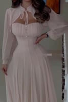 فستان سهر اوف شولدر لونين وردي و عودي